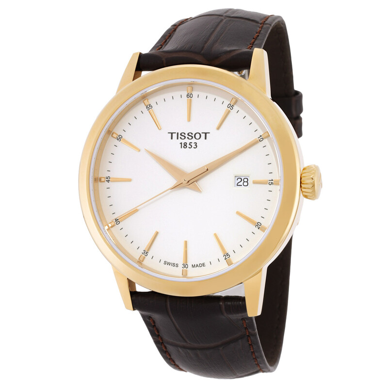 TISSOT 1853 メンズ 時計 ホワイト文字盤 ブラウンレザー Tissot Classic Dream Quartz Ivory Dial Watch T1294103626100