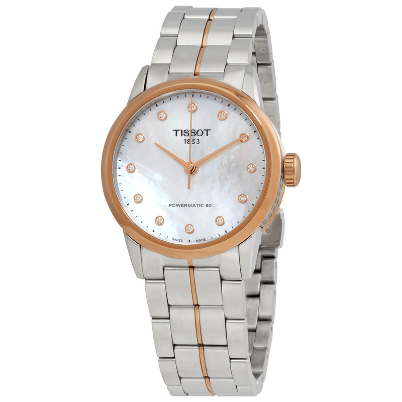 Tissot Luxury Automatic Diamond White Mother of Pearl Dial Ladies
