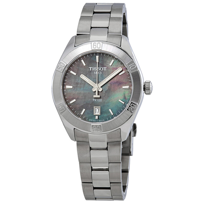 Tissot PR 100 Sport Chic Black Mother of Pearl Dial Ladies Watch