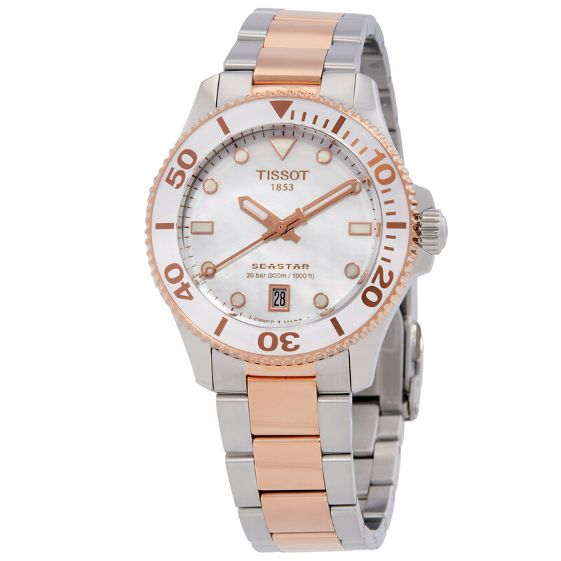 Tissot Seastar Quartz White Mother of Pearl Dial Watch