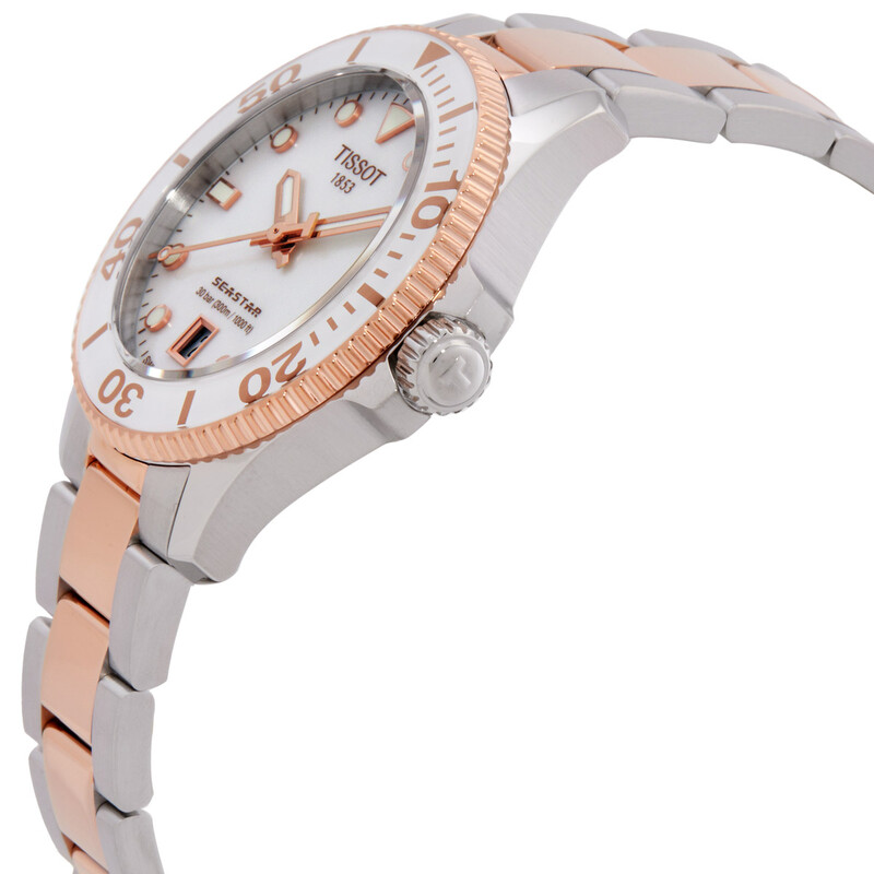 Tissot Seastar Quartz White Mother of Pearl Dial Watch