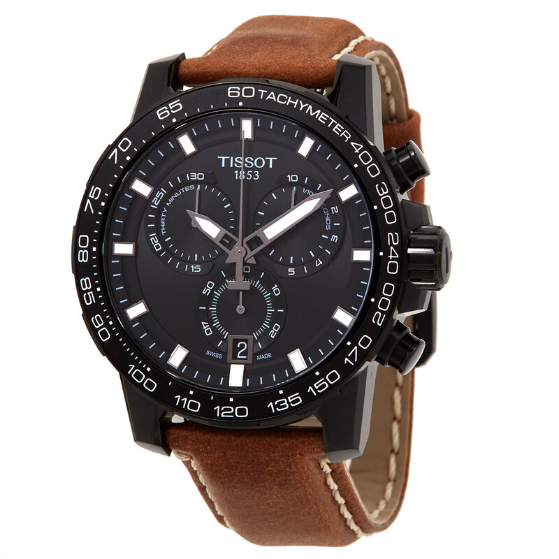 哲 Tissot Supersport Chronograph Quartz Black Dial Men's Watch T125