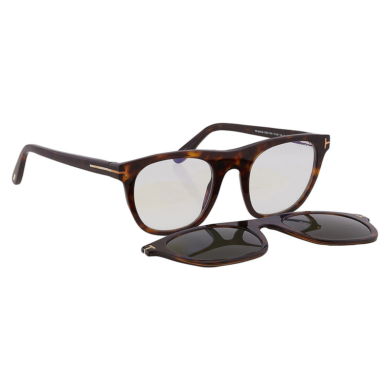 Tom Ford Blue Light Block With Grey Clip-On Oval Men's Eyeglasses