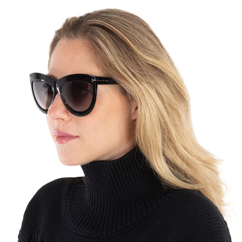 Tom Ford Doris Smoke Gradient Cat Eye Ladies Sunglasses FT1112 01B