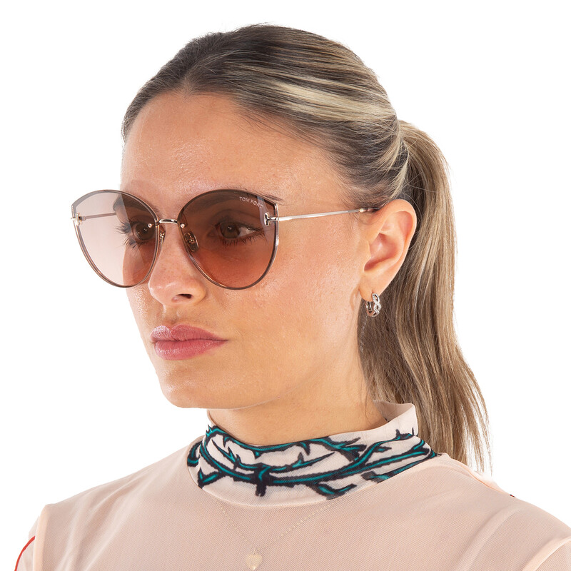 Tom Ford Evangeline FT1106 28U Sunglasses Shiny Rose Gold Cat Eye Frame Tom Ford Evangeline FT1106 | Norfolk Family Eye Care main image 3