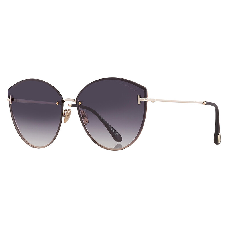 Tom Ford Black Cat-Eye Sunglasses with Gradient Smoke Lenses Tom Ford Acetate Cara Sunglasses TF940 Black Gradient Smoke  main image 3