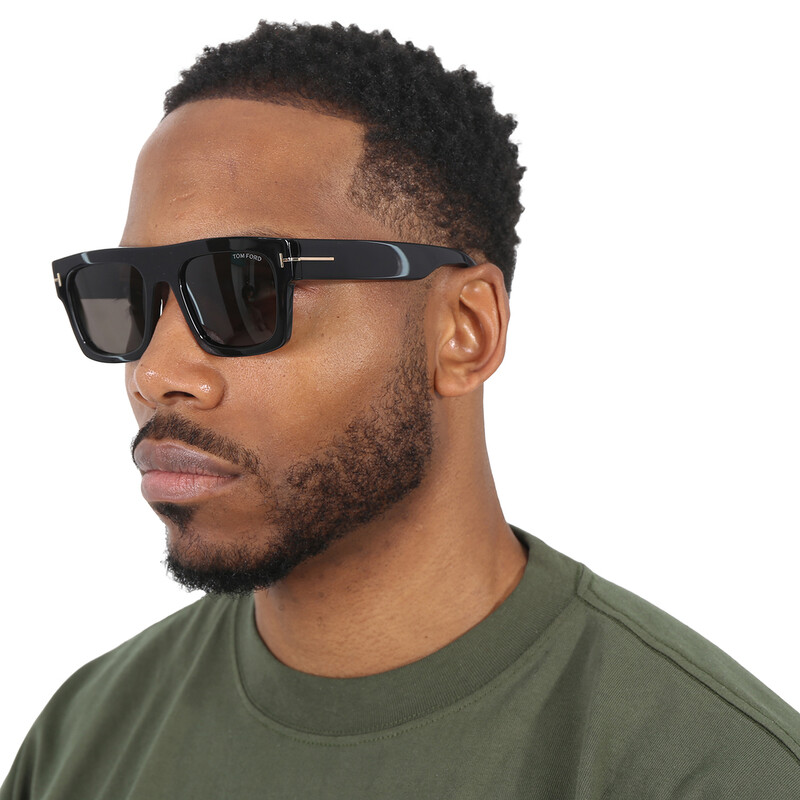 Tom Ford Fausto Smoke Browline Men's Sunglasses FT0711 01A 53