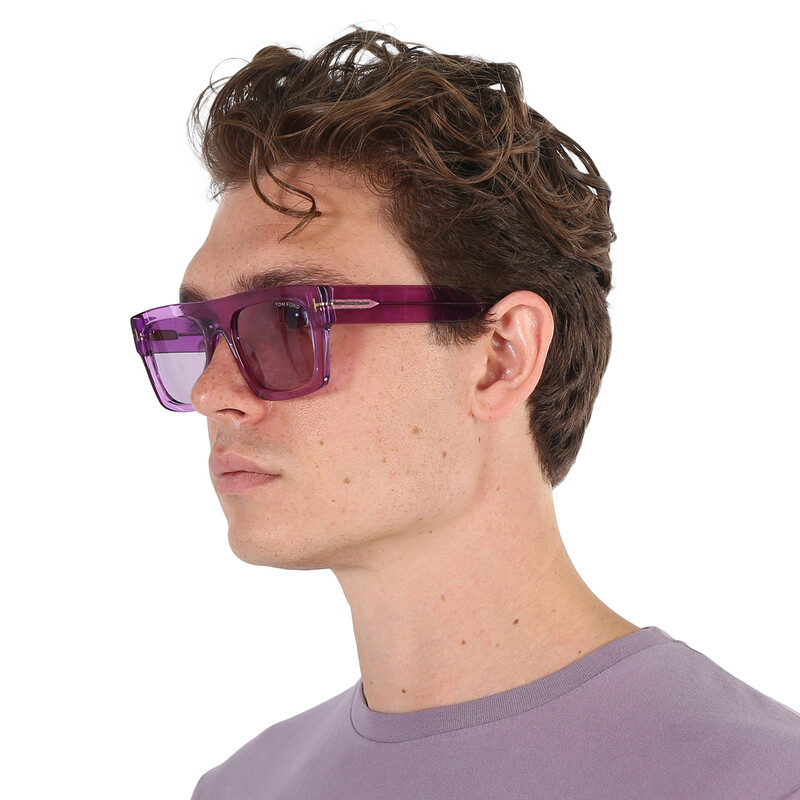 Tom Ford Fausto Violet Browline Men's Sunglasses FT0711 81Y 53