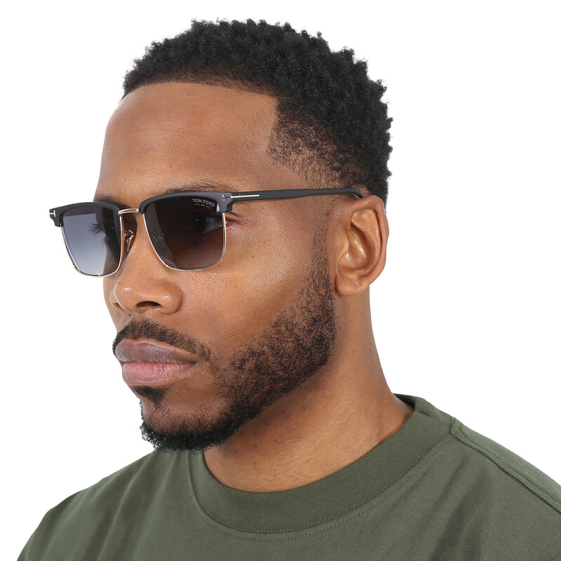 Tom Ford Hudson Polarized Smoke Gradient Square Men's Sunglasses