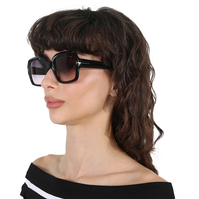 Tom Ford Kaya Smoke Gradient Square Ladies Sunglasses FT1082 01B