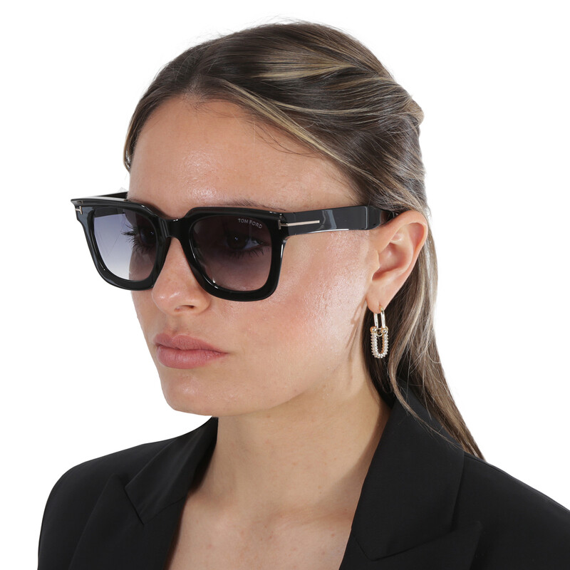 Tom Ford Leigh Smoke Gradient Square Ladies Sunglasses FT1115 01B