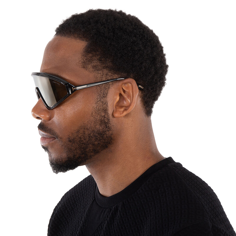Tom Ford Lorna Light Brown Mirror Shield Men's Sunglasses FT1121