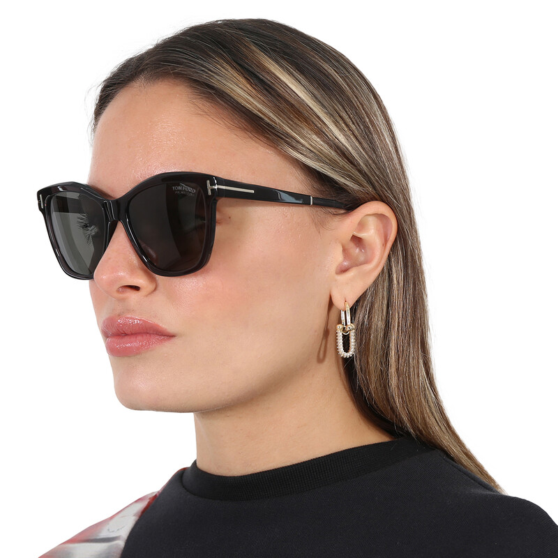 Tom Ford Lucia Polarized Smoke Butterfly Ladies Sunglasses 