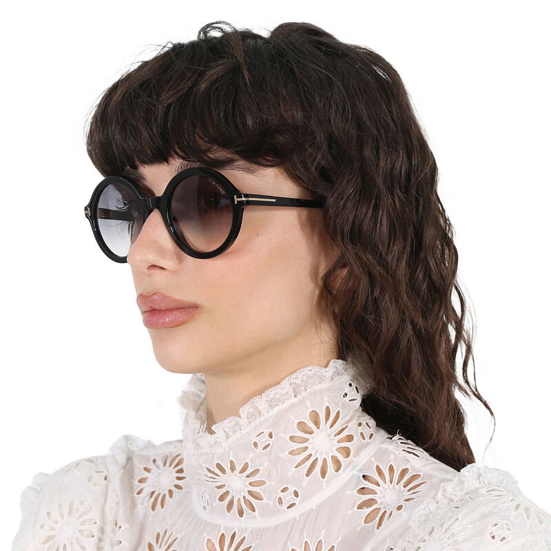 Tom Ford Nicolette Smoke Round Ladies Sunglasses FT0602 001 52