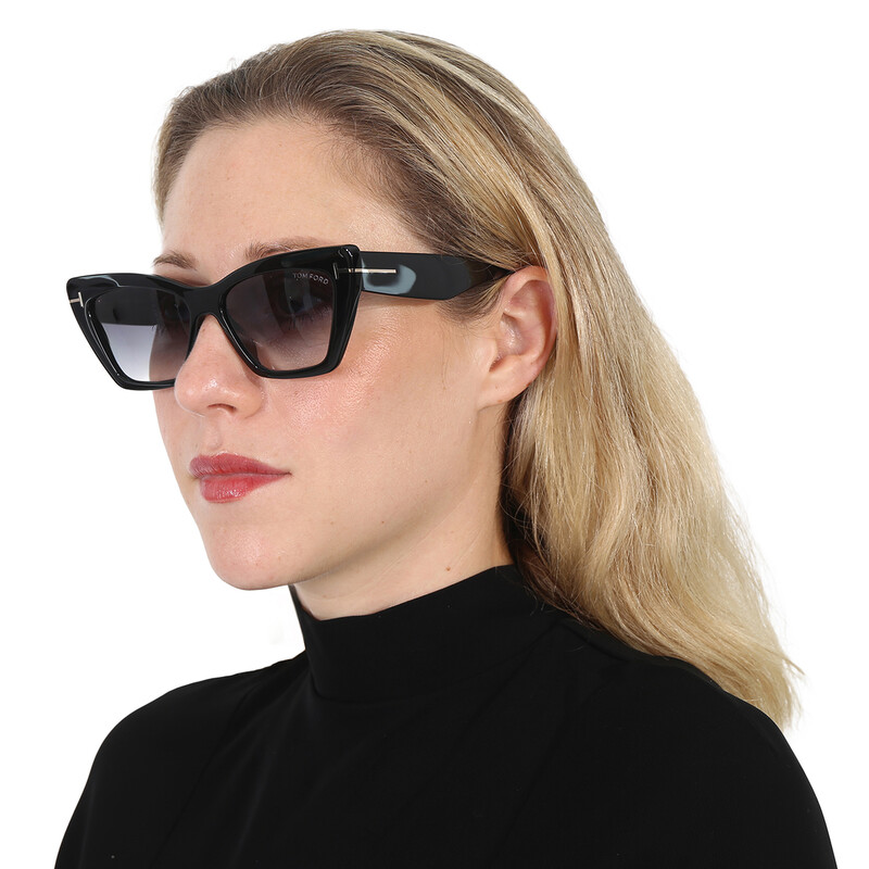 Tom Ford Wyatt Grey Gradient Cat Eye Ladies Sunglasses FT0871 01B