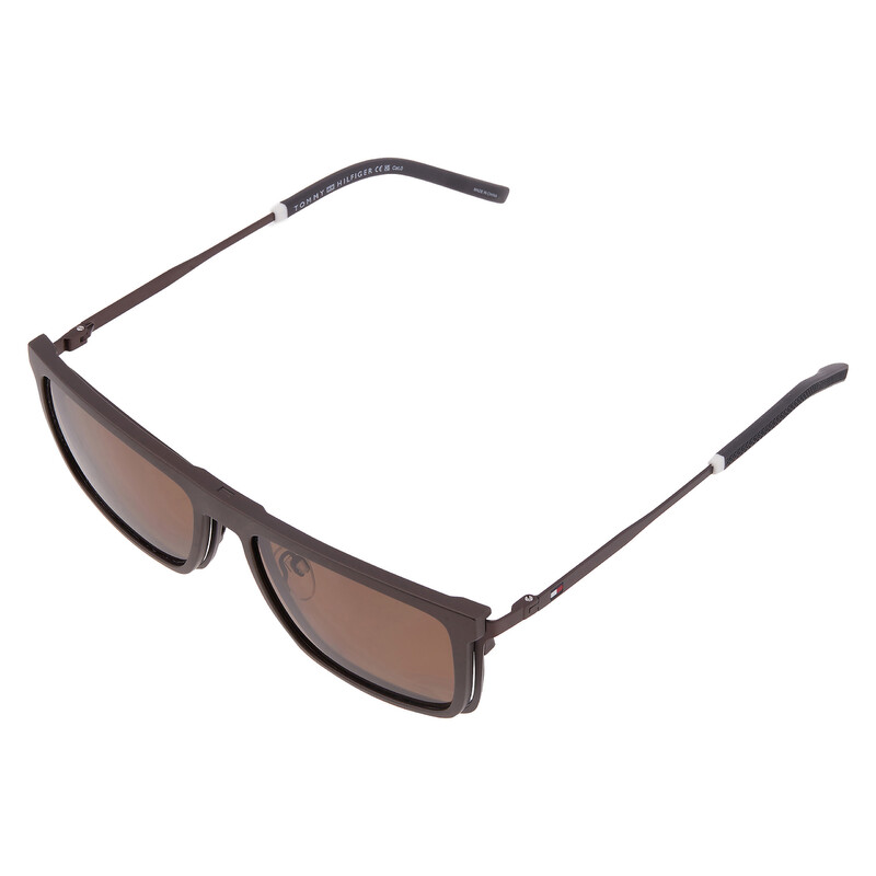 Tommy Hilfiger Polarized Bronze Clip-On Rectangular Men's