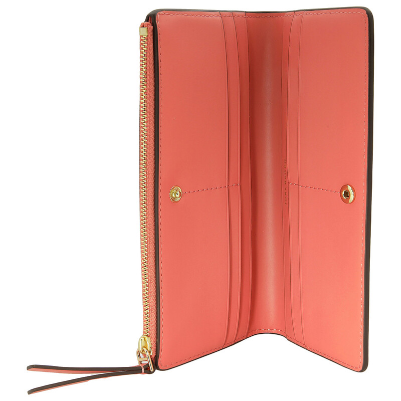 Tory Burch Coral Crush Patent Leather Robinson Zip Wallet 154915