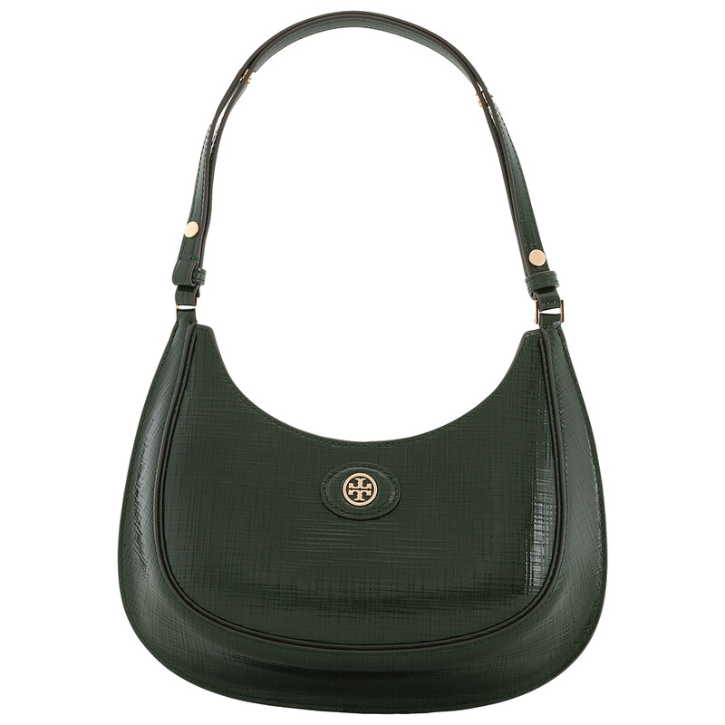 Tory Burch Evergreen Robinson Embossed Leather Crescent Bag 158509