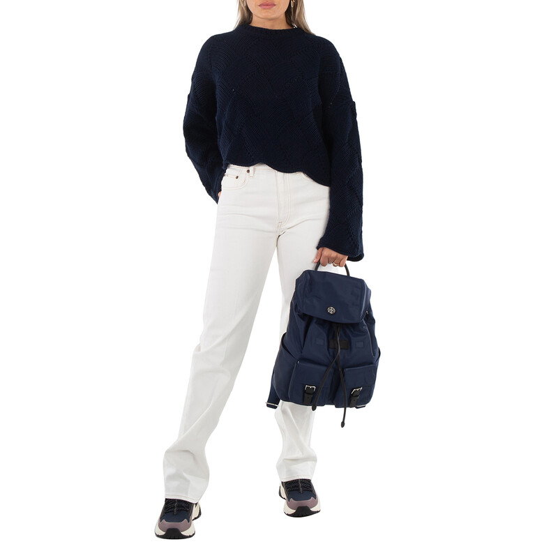 Tory Burch Royal Navy Virginia Nylon Flap Backpack 85061-403  display picture 1