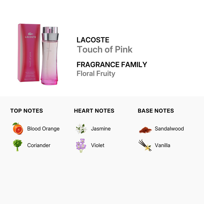 Lacoste Touch Of Pink by Lacoste EDT Spray 3.0 oz (w) 737052191324