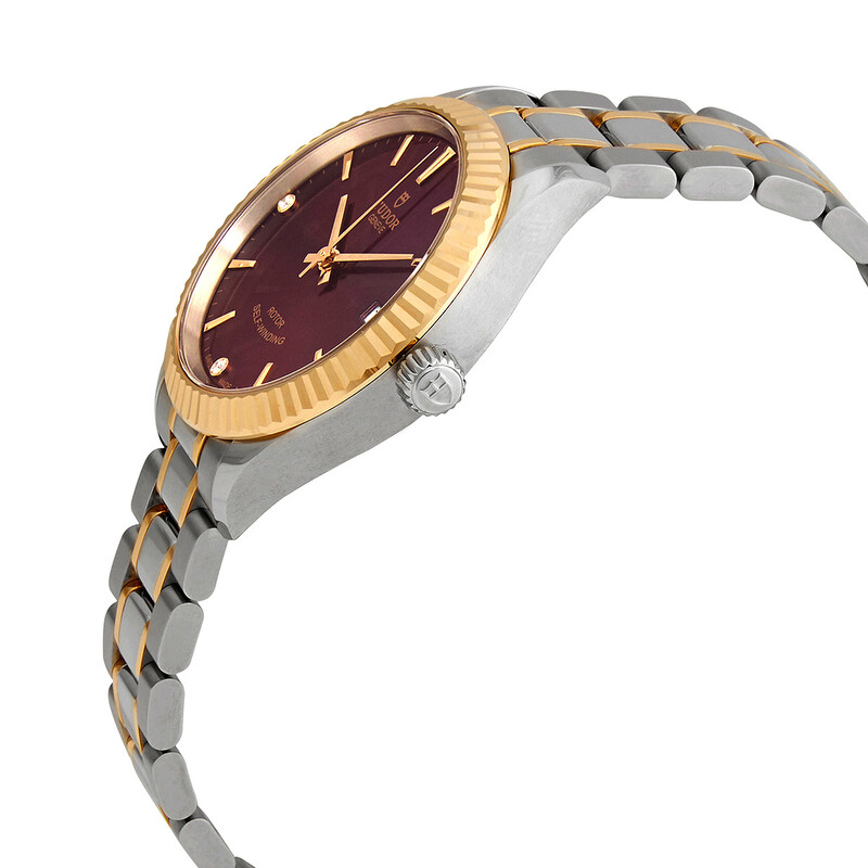 Tudor Style Automatic Diamond Burgundy Dial Ladies Watch  display picture 1