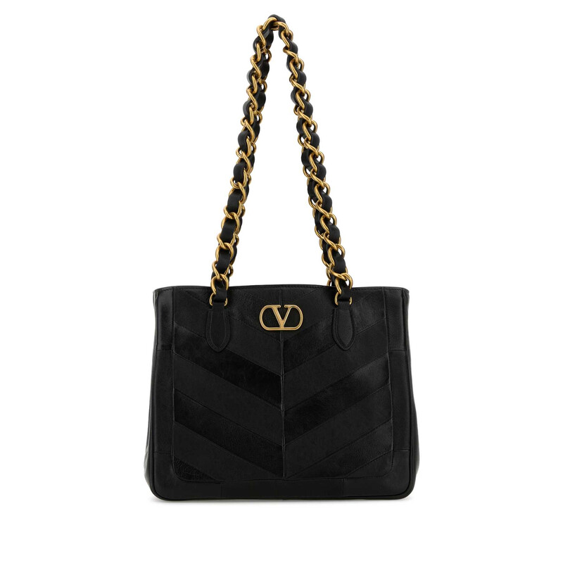 VALENTINO GARAVANIバッグ 外袋付き Valentino Garavani Garavani Black Leather La Seine Shopping Bag