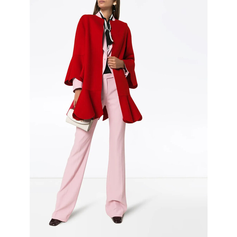 Valentino Garavani Garavani Collarless Ruffled Coat SB3CA3W015E157