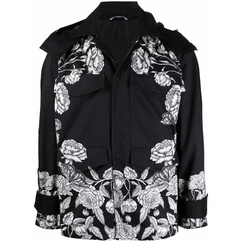 Valentino Garavani Garavani Dark Blooming-Print Hooded Jacket