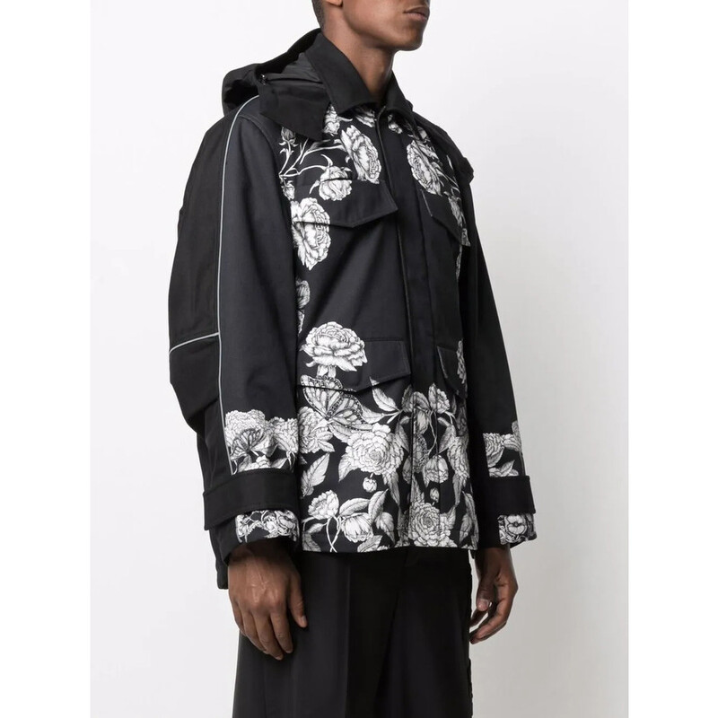 Valentino Garavani Garavani Dark Blooming-Print Hooded Jacket