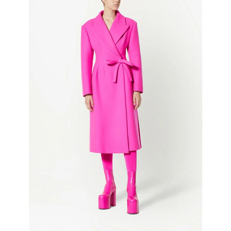 VALENTINO フードロングコート 40極美品 Valentino Garavani Garavani Diagonal Bow-Detail Long Coat
