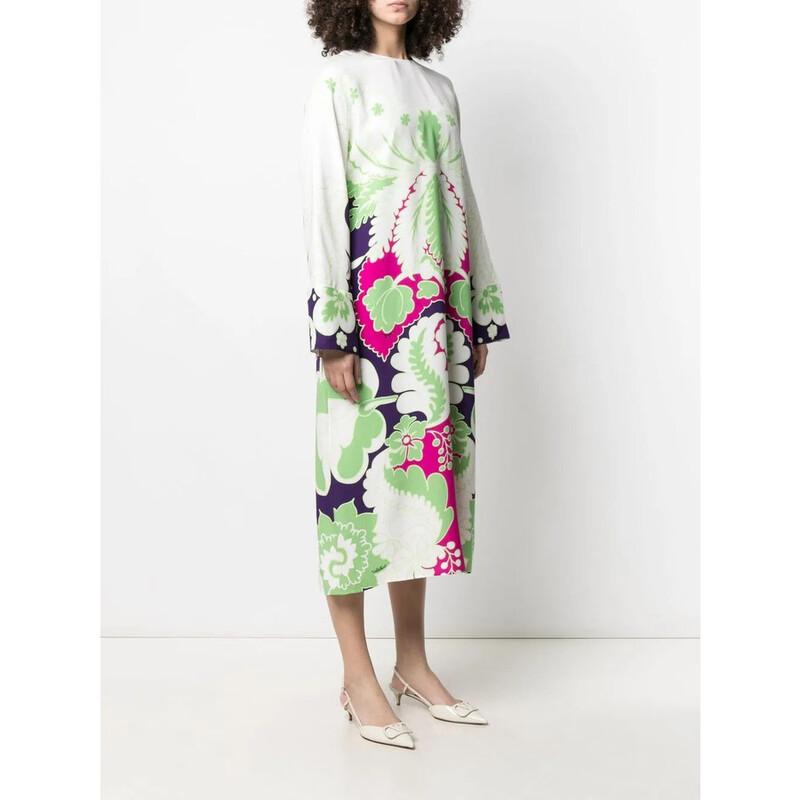 Valentino Garavani Floral Print Silk Midi Dress Valentino Garavani Floral Print Silk Midi Dress