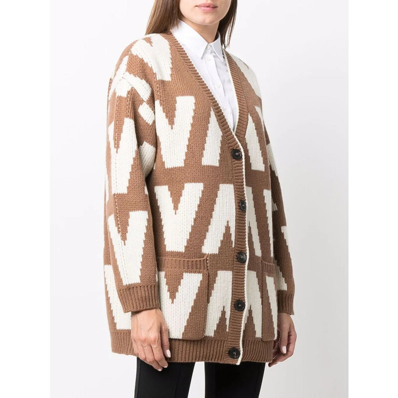 Valentino Garavani Garavani Logo-Intarsia Virgin Wool Cardigan