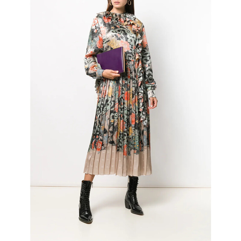 Valentino Garavani Garavani Oriental Print Satin Dress