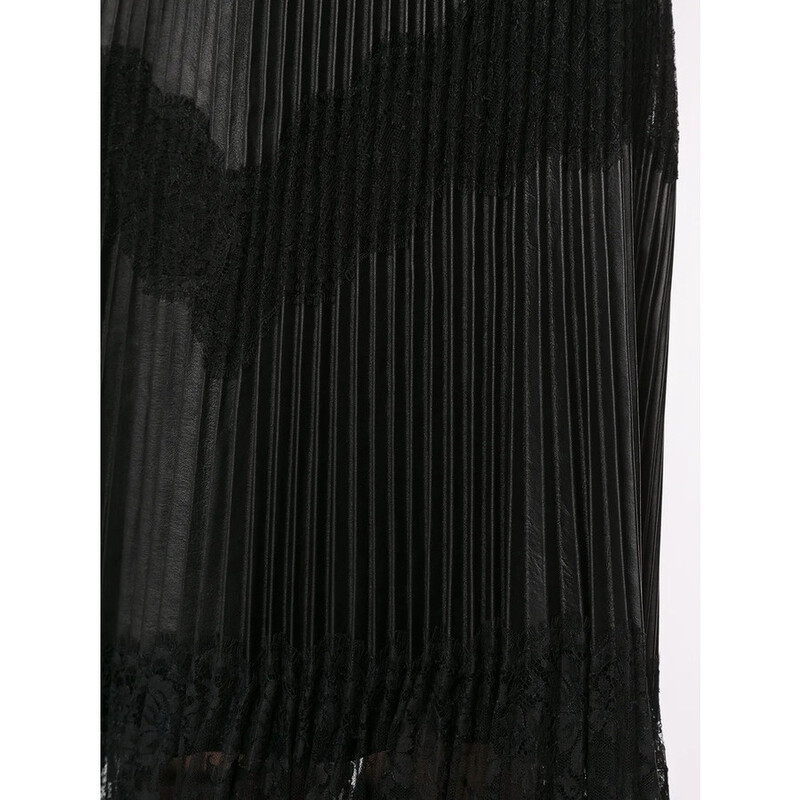 Valentino Garavani Garavani Pleated Lace Trim Midi Skirt