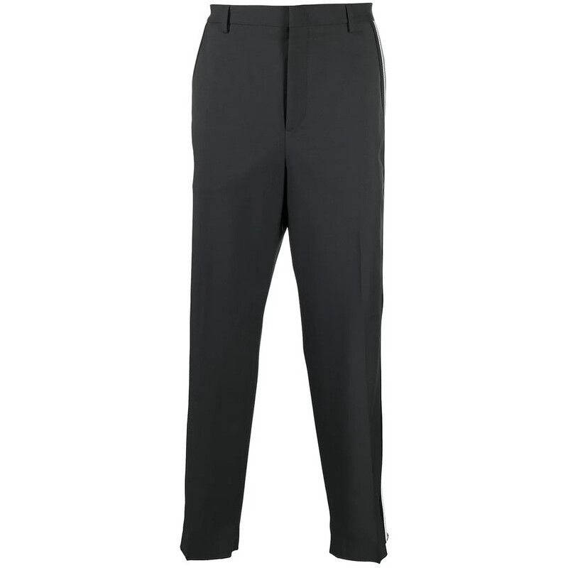 こ*う様 VALENTINO ブラック ワイドパンツ 46 Valentino Garavani Garavani Side-Stripe Wide-Leg Tailored Trousers