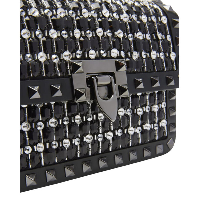 EU37 Valentino Garavani RockStud ブラック 箱付 Valentino Garavani Garavani Small Rockstud23 Embroidered Shoulder