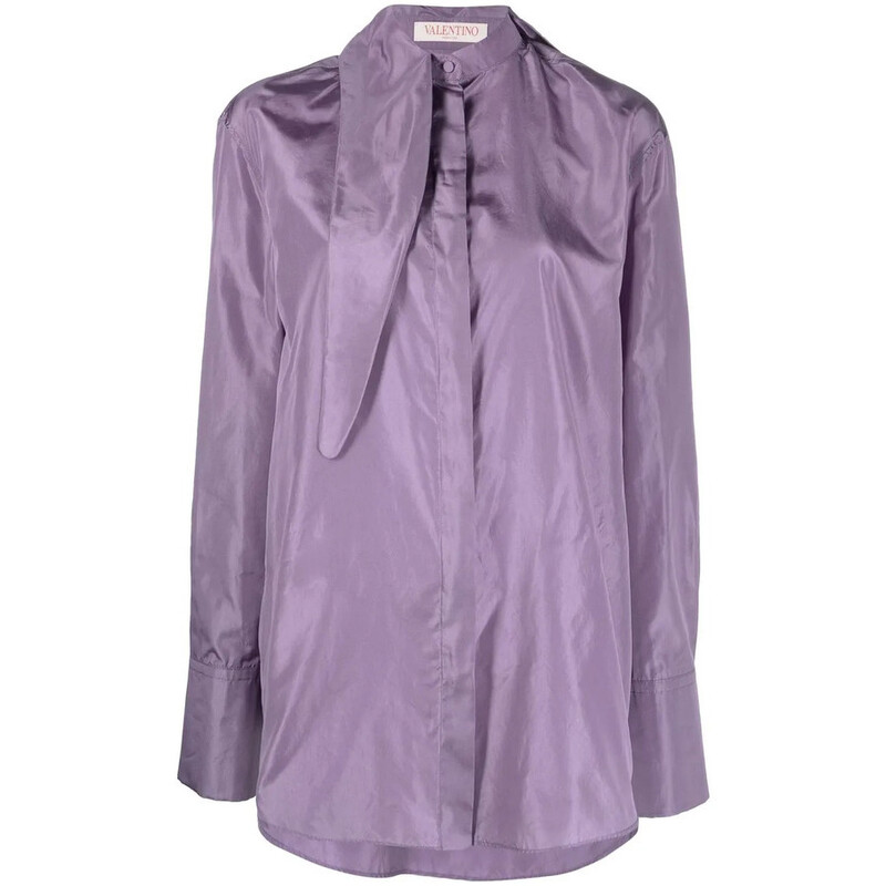 ヴァレンティノ　シルクブラウス　36 Valentino Garavani】Made in Italy 100% Silk High Neck Blouse