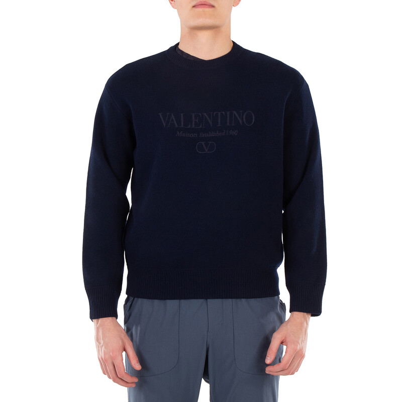 Valentino Garavani Logo Embroidered Crewneck Virgin Wool Jumper