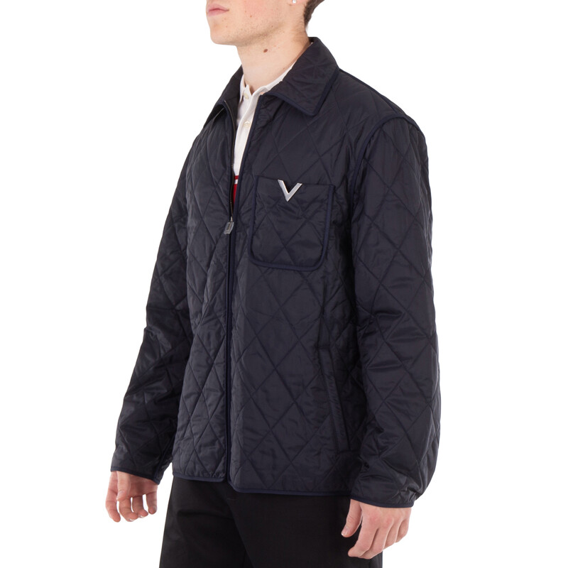 Valentino Garavani Metallic V Quilted Shirt Jacket, Brand Size 50