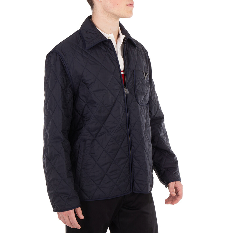 Valentino Garavani Metallic V Quilted Shirt Jacket, Brand Size 50