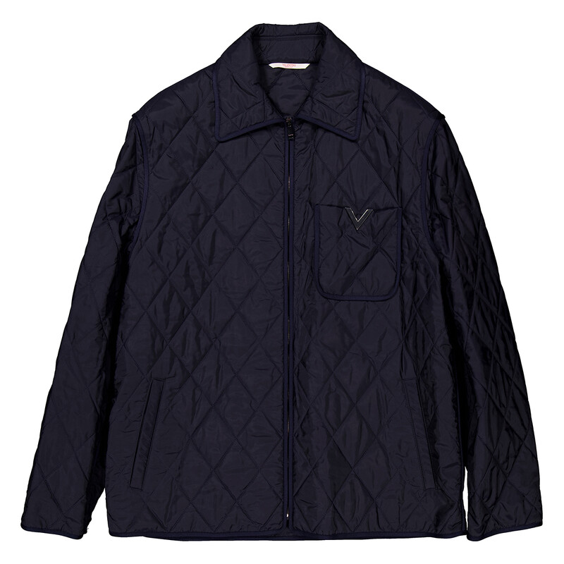 Valentino Garavani Metallic V Quilted Shirt Jacket, Brand Size 50