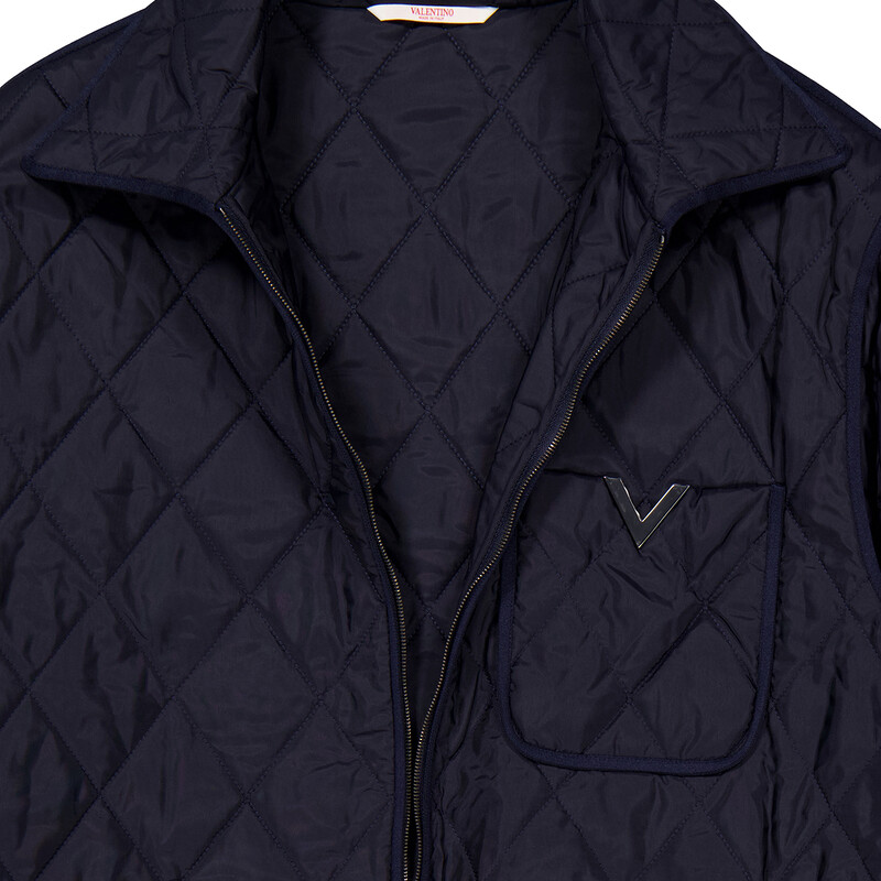 Valentino Garavani Metallic V Quilted Shirt Jacket, Brand Size 50