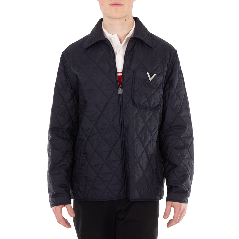 Valentino Garavani Metallic V Quilted Shirt Jacket, Brand Size 50 