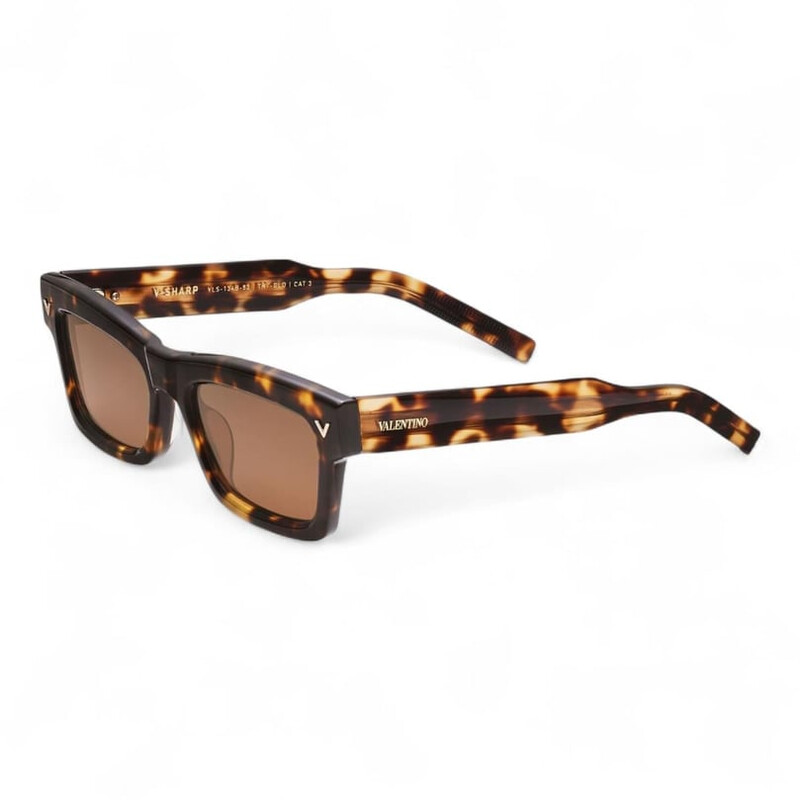 Valentino Garavani V - SHARP Brown Rectangular Unisex Sunglasses