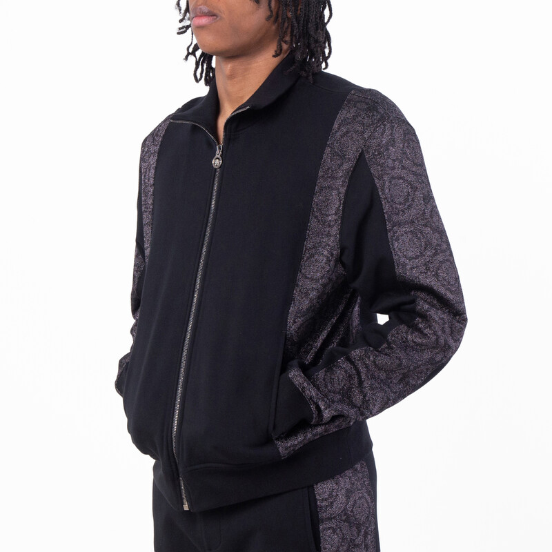 Versace Barocco Jacquard Lurex Zip Sweatshirt, Size X-Large