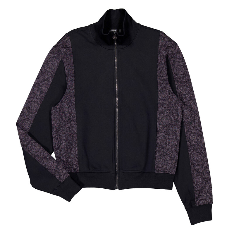 Versace Barocco Jacquard Lurex Zip Sweatshirt, Size X-Large