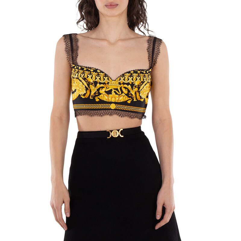 Versace Barocco Printed Bralette Top, Brand Size 38 ( US Size 2