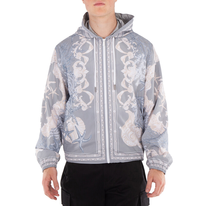 Versace Barocco Sea Hooded Windbreaker Jacket, Brand Size 46 ( US