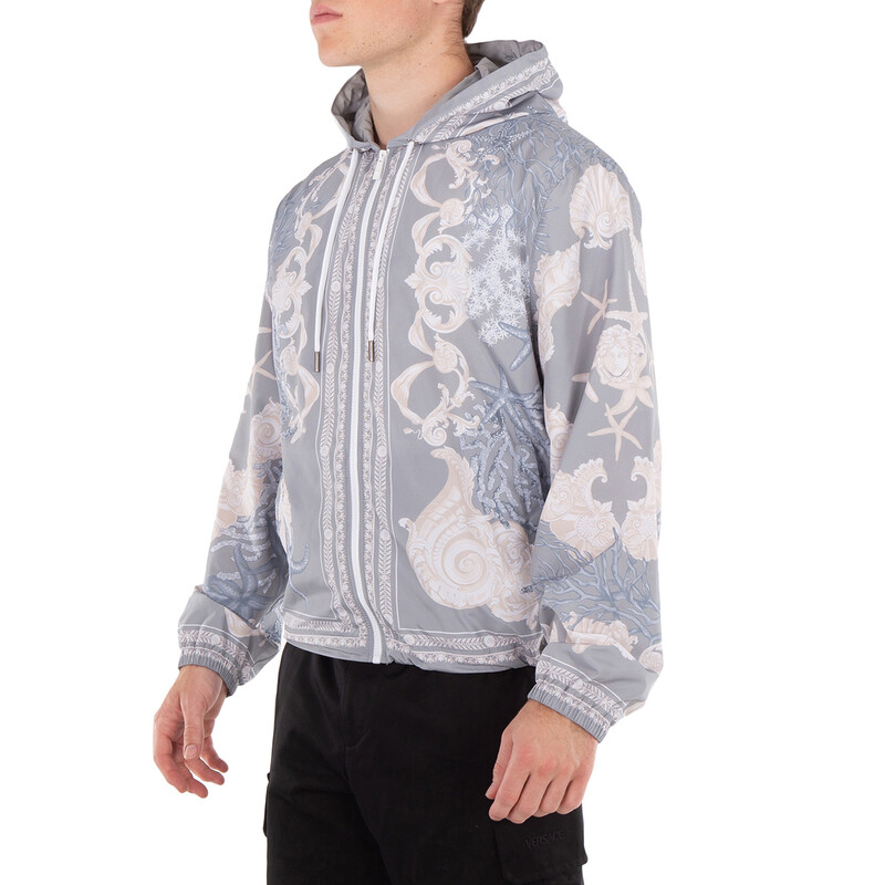 Versace Barocco Sea Hooded Windbreaker Jacket, Brand Size 46 ( US