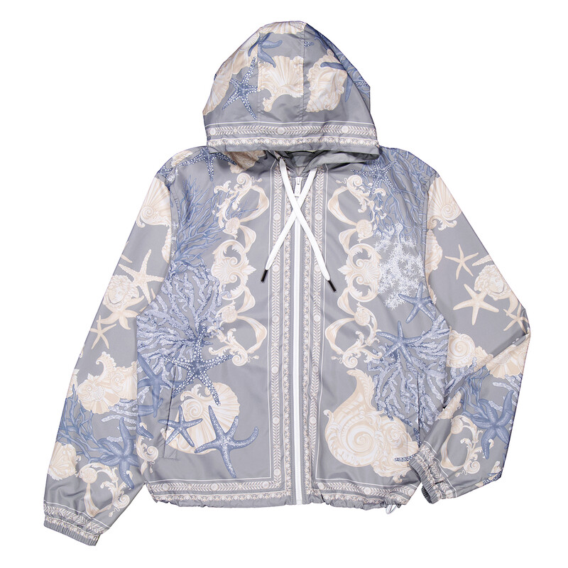 Versace Barocco Sea Hooded Windbreaker Jacket, Brand Size 46 ( US